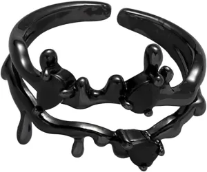 Gothic Open Adjustable Couple Rings: Spider Black Skull Devil Eye Cobra Finger Metal Couples Girls Boys Ring Band Fashion Promise Engagement Halloween Jewelry Gift
