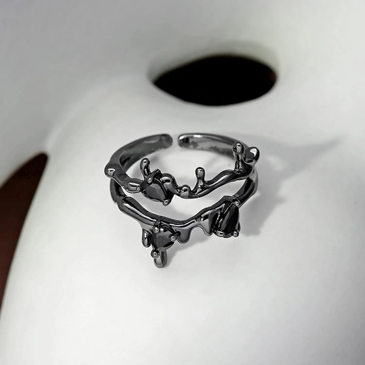 Gothic Open Adjustable Couple Rings: Spider Black Skull Devil Eye Cobra Finger Metal Couples Girls Boys Ring Band Fashion Promise Engagement Halloween Jewelry Gift