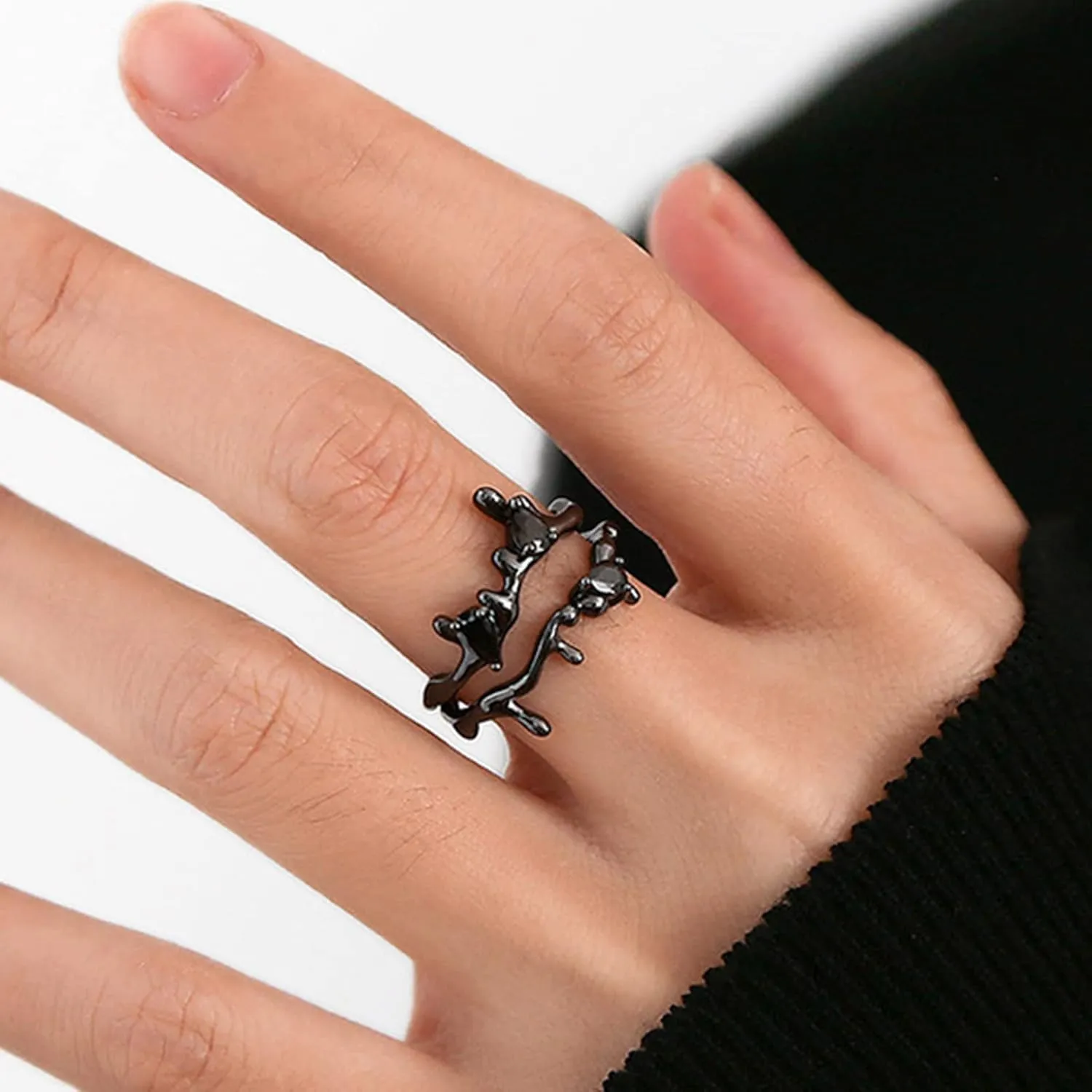 Gothic Open Adjustable Couple Rings: Spider Black Skull Devil Eye Cobra Finger Metal Couples Girls Boys Ring Band Fashion Promise Engagement Halloween Jewelry Gift