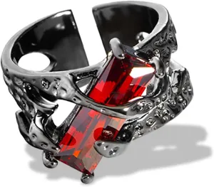 Gothic Ring for Women Men Chunky Unique Adjustable Irregular Lava Open Ring Statement Black Red Silver Colorful Crystal Goth Y2k Jewelry Gift