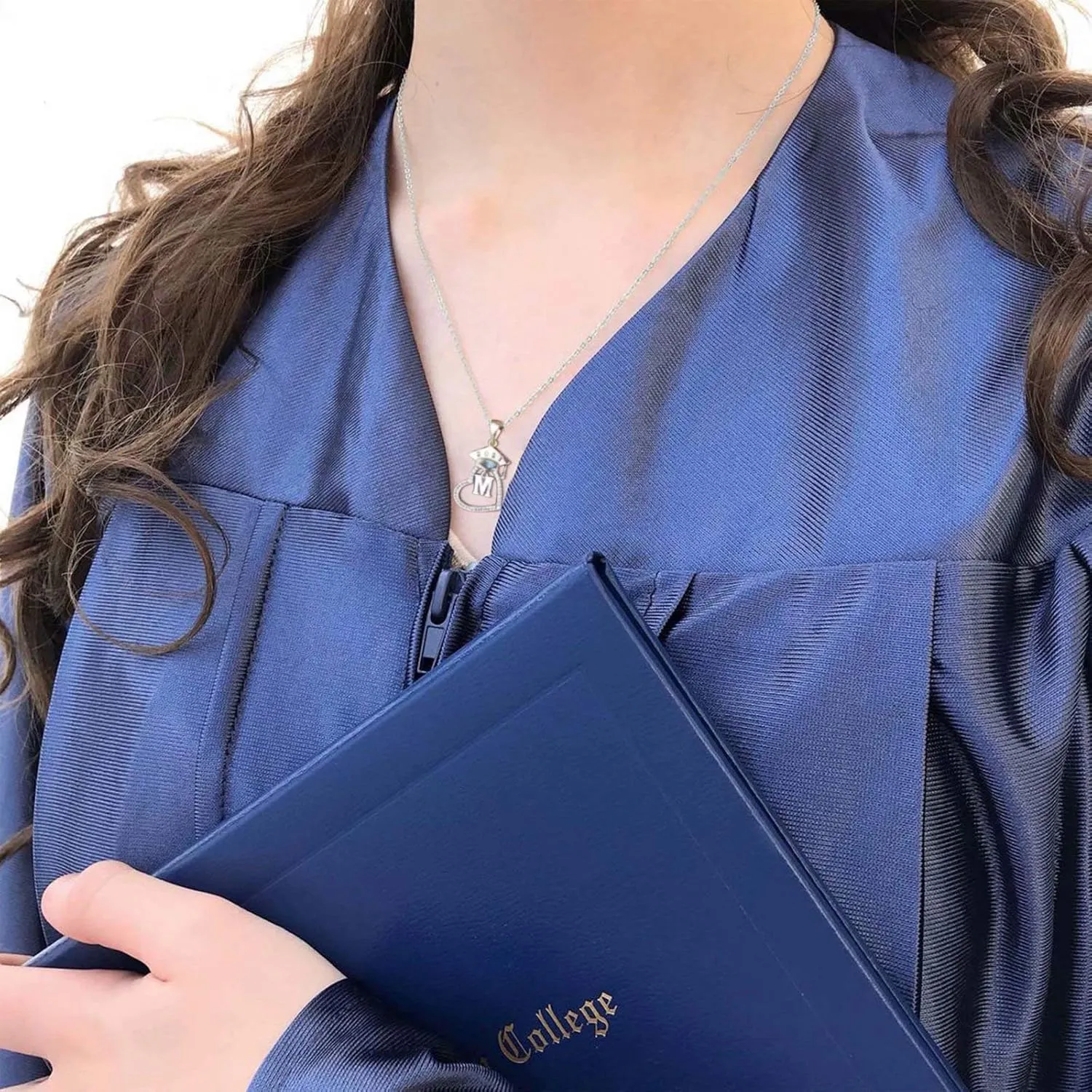 Graduation Gifts for Her, Class of 2025 High School College Graduation Gifts for Best Friends, 14K Gold Plated Cubic Zirconia Initial Heart Graduation Necklaces for Women Jewelry