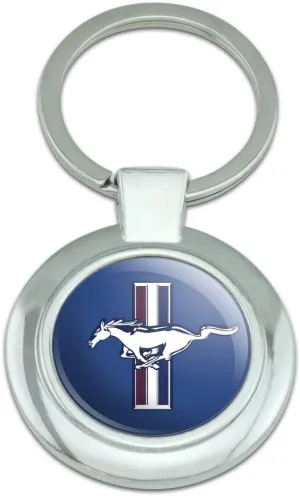 GRAPHICS & MORE Ford Mustang Logo Keychain Classy Round Chrome Plated Metal