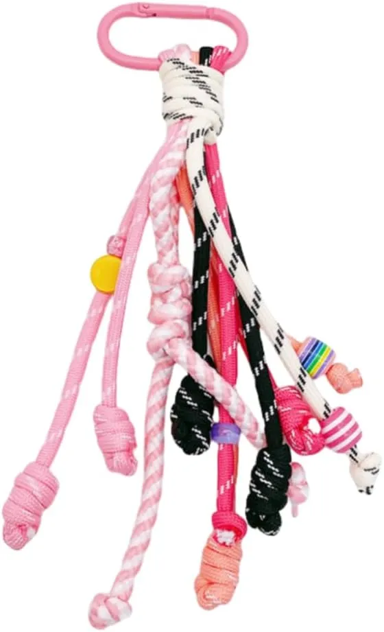 Hand-Woven Nylon Rope Key Chain, Colorful Bag Charm, Keychain for Women, Aesthetic Keychain, Bag Accessories Charms for Backpack, HandbagStyle 232