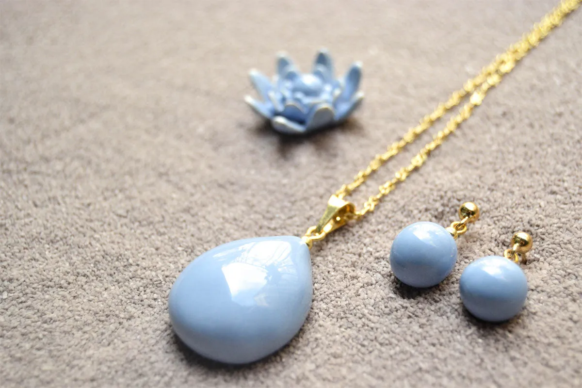 Handmade Ceramic Blue Earrings and Pendants