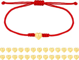 Handmade Dainty Gold Stainless Steel Heart Love Letter Initial Bracelet Friendship Bracelet for Girlfriend Wife Best Friend Red String Protection Bracelet for Sister Son Granddaughter Back to School Bracelets