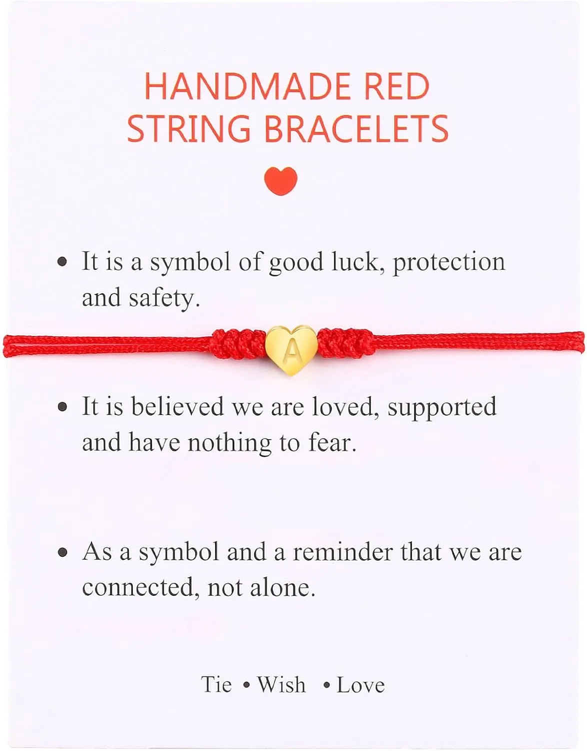 Handmade Dainty Gold Stainless Steel Heart Love Letter Initial Bracelet Friendship Bracelet for Girlfriend Wife Best Friend Red String Protection Bracelet for Sister Son Granddaughter Back to School Bracelets