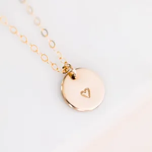Handmade Heart Disc Necklace