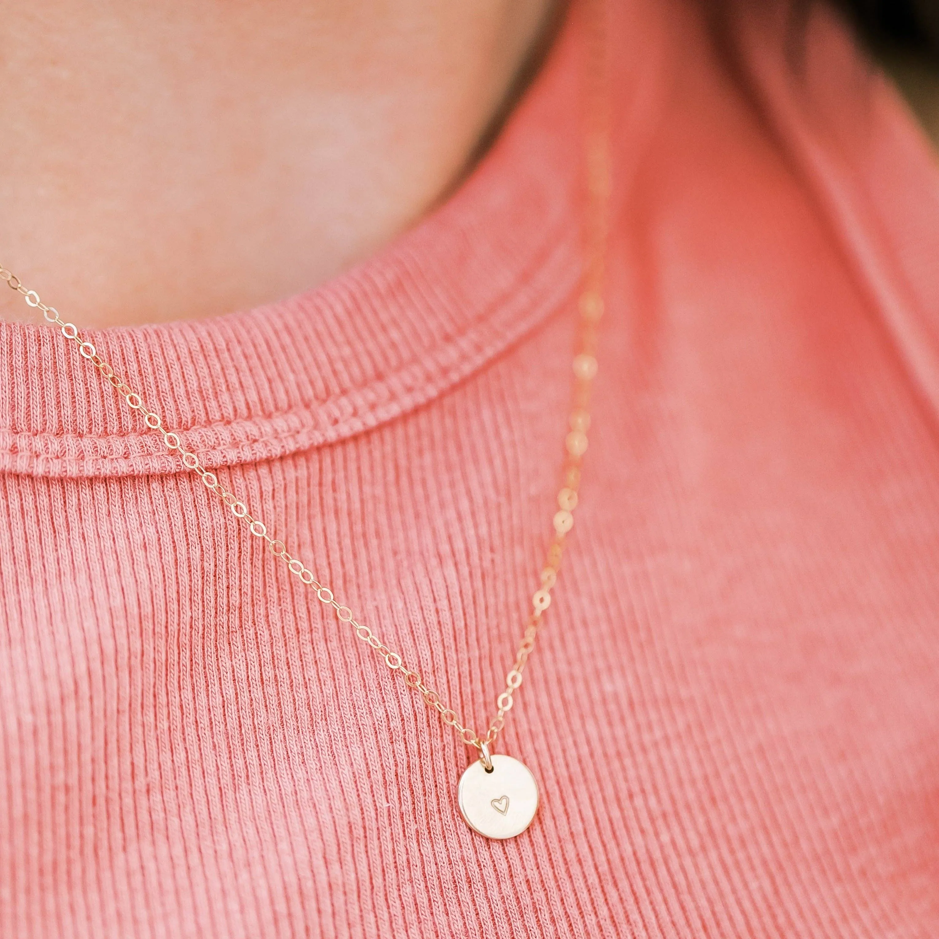 Handmade Heart Disc Necklace