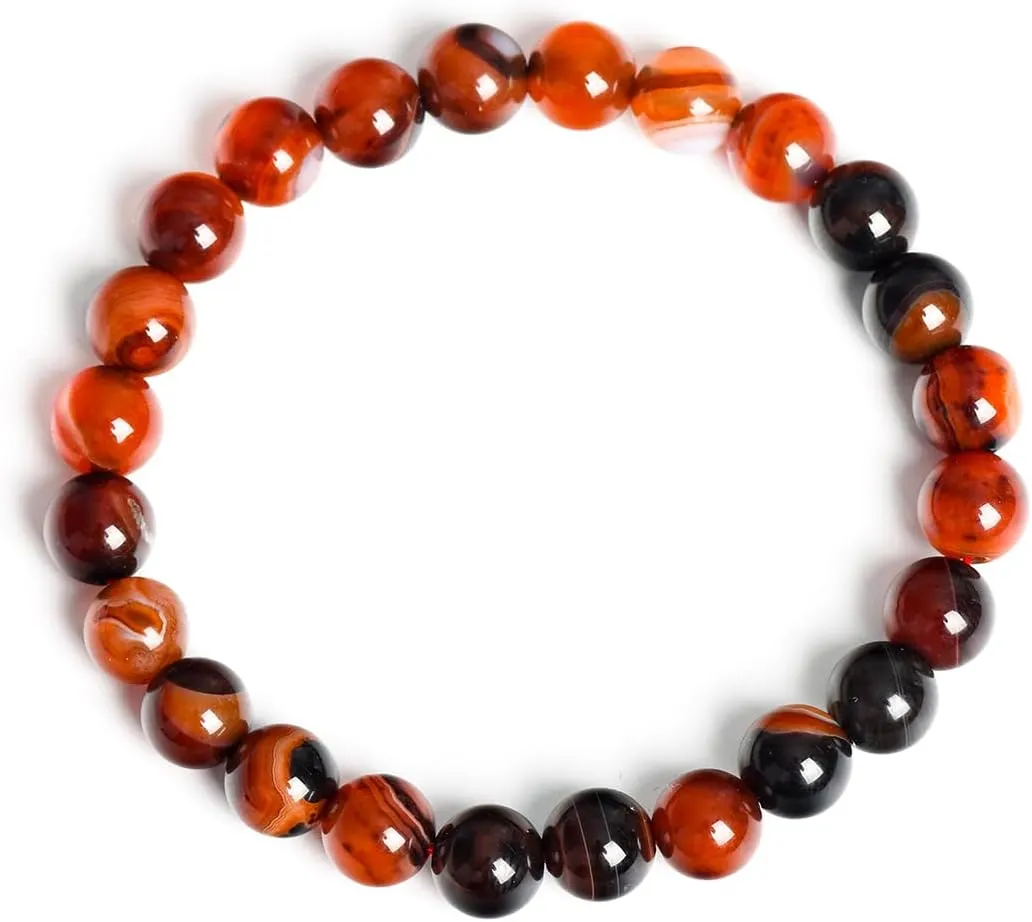 Handmade Natural Gemstone Bracelet - Unisex 8mm Round Beads Stretch Bracelet - Stress Relief Yoga Bracelet - Gifts for women & men - Crystals Quartz Healing Stone