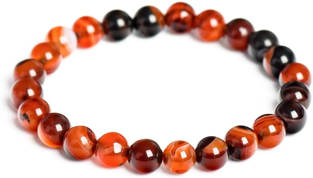 Handmade Natural Gemstone Bracelet - Unisex 8mm Round Beads Stretch Bracelet - Stress Relief Yoga Bracelet - Gifts for women & men - Crystals Quartz Healing Stone