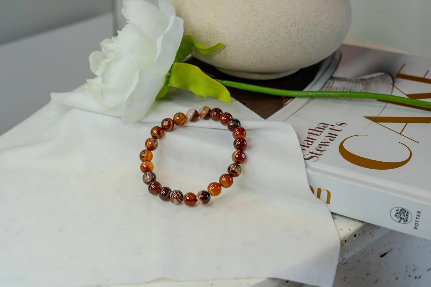 Handmade Natural Gemstone Bracelet - Unisex 8mm Round Beads Stretch Bracelet - Stress Relief Yoga Bracelet - Gifts for women & men - Crystals Quartz Healing Stone