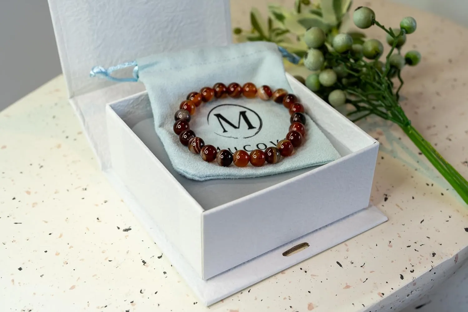 Handmade Natural Gemstone Bracelet - Unisex 8mm Round Beads Stretch Bracelet - Stress Relief Yoga Bracelet - Gifts for women & men - Crystals Quartz Healing Stone