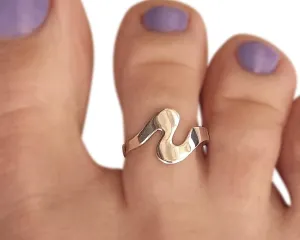 Handmade Silver Swirl Band Adjustable Toe Ring, 925 Sterling Silver, Small Dainty Open Toe, Pinky or Knuckle Rings for Women, By MiYa Jewelry Creations