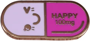 Happy 100 Mg Hard Enamel Pin Creativity Pastel Happy Capsule Gold Brooch Kawaii Emoticons Medal Jewelry Unique Doctor Nurse Gift