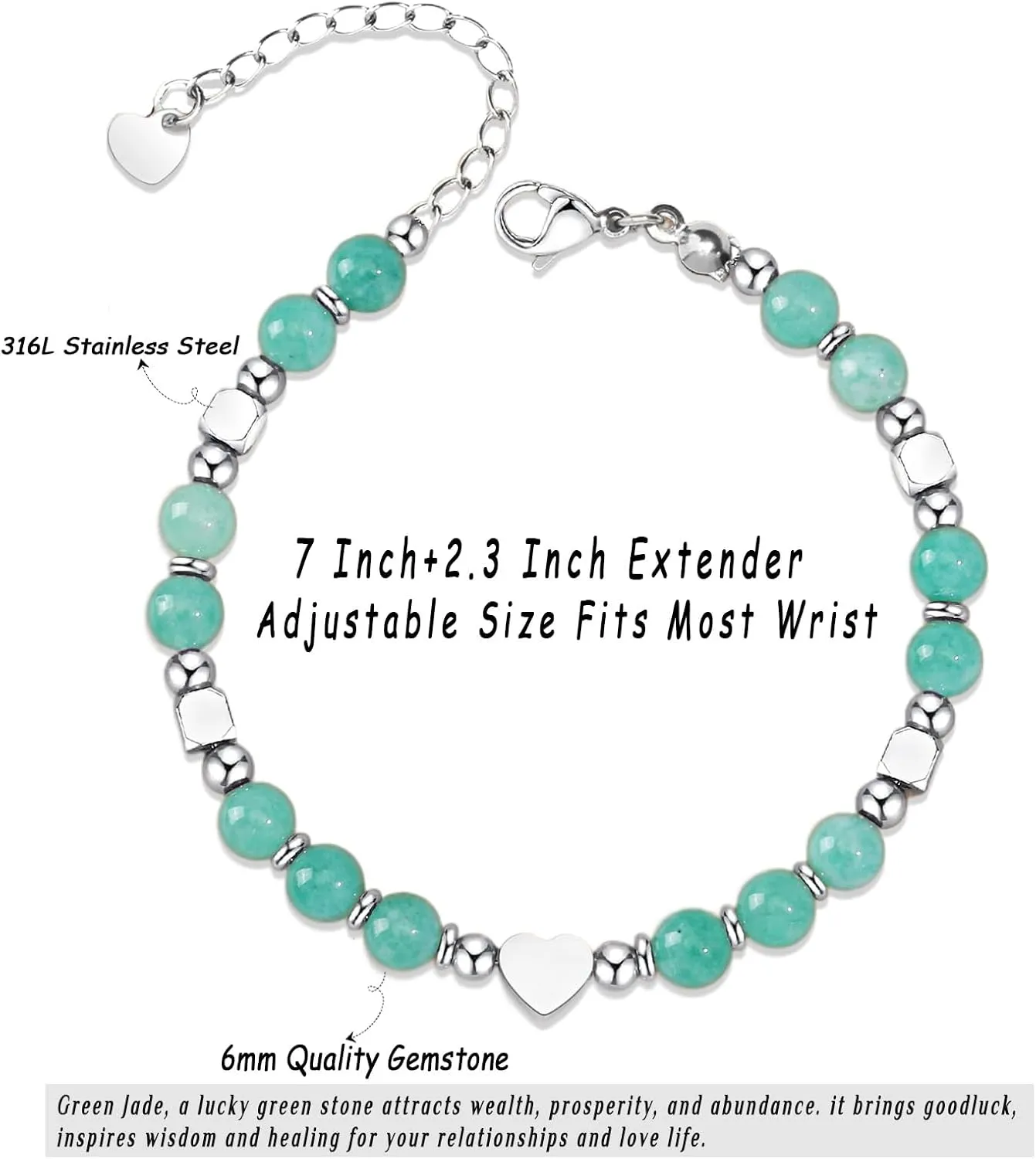 Healing Natural Stone Beacelet for Mom, Unique Birthday Valentines Christmas Gift Idea with Quote Card to Show Your Love