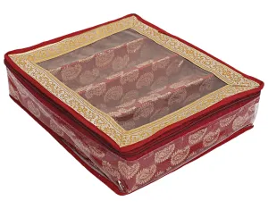 Heart Home Carry Design Laminated 3 Rod Box, Organizer For Bangle, Watches, Bracelets, Jewellery With Tranasparent Top (Red)-47HH0130