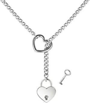 Heart O-Ring Slip Chain Necklace Punk Rock Stainless Steel Cuban Y-Necklace