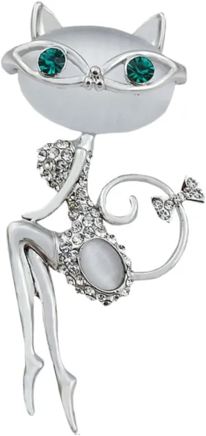 Hemoton Cute Cat Pins Opal Brooch Clip for Clothing Decor Fashion Jewelry for Women Girls