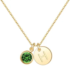Hidepoo Graduation Gifts for Women Girls - Initial Birthstone Necklace for Girl, 14K Gold Plated Disc Letter Necklace Personalized Birthstone Initial Necklaces Birthday Gift for Female Teens Mom