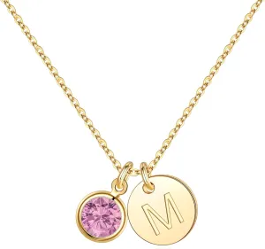 Hidepoo Graduation Gifts for Women Girls - Initial Birthstone Necklace for Girl, 14K Gold Plated Disc Letter Necklace Personalized Birthstone Initial Necklaces Birthday Gift for Female Teens Mom