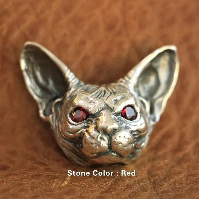 High Details 925 Sterling Silver Sphynx Cat Pendant Mens Biker Pendant TA113