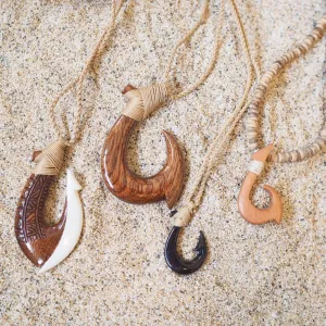 Hilo Koa Wood Fish Hook Necklace