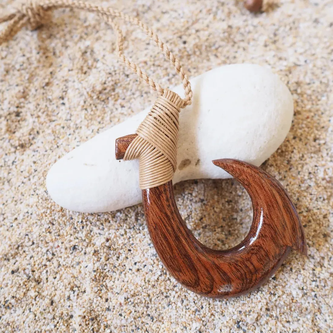 Hilo Koa Wood Fish Hook Necklace