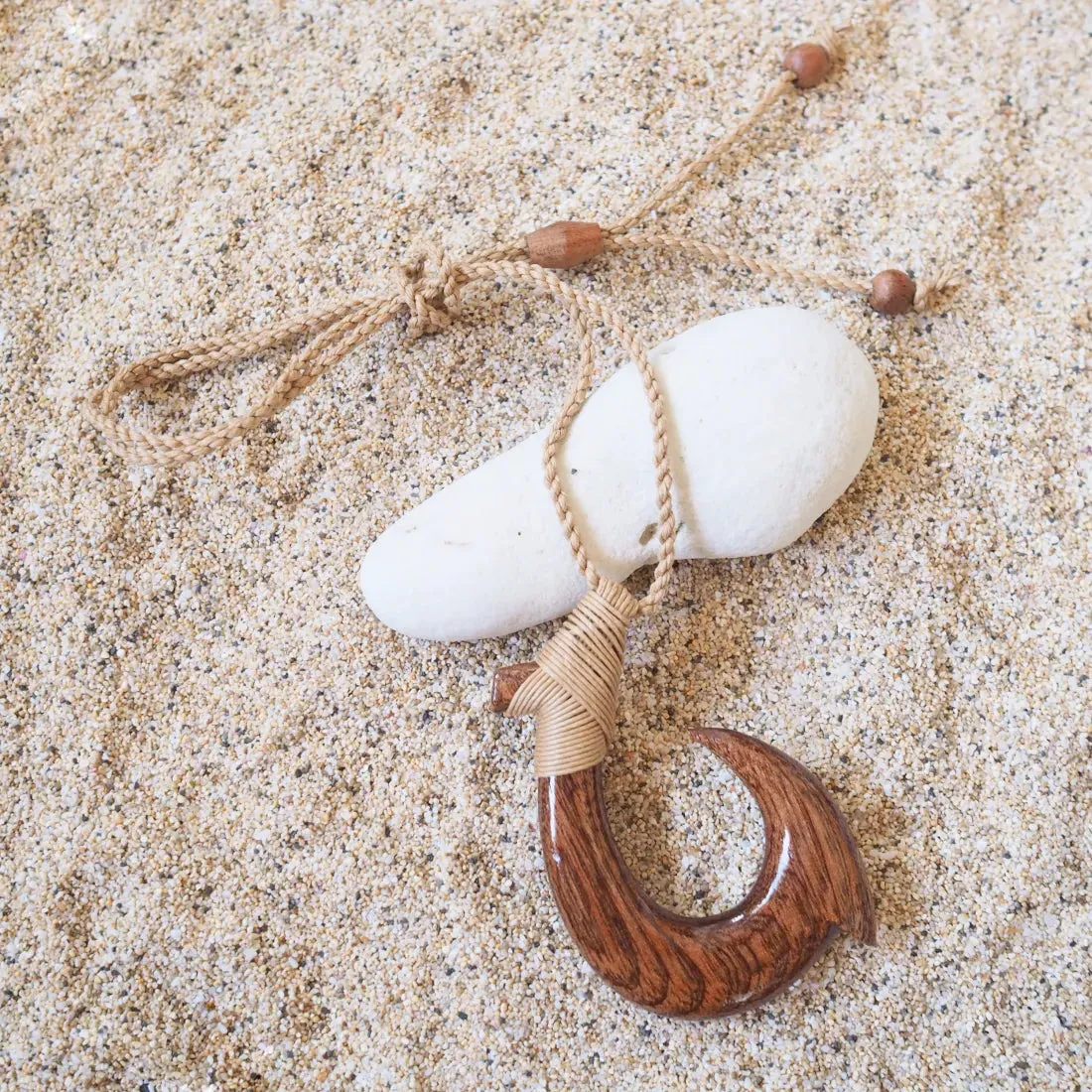 Hilo Koa Wood Fish Hook Necklace