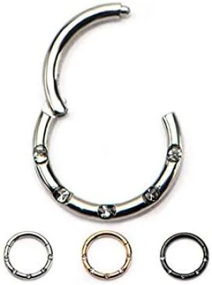 Hinged Gemmed Seamless WildKlass Septum Clicker Ring 316L Surgical Steel (Sold Individually)