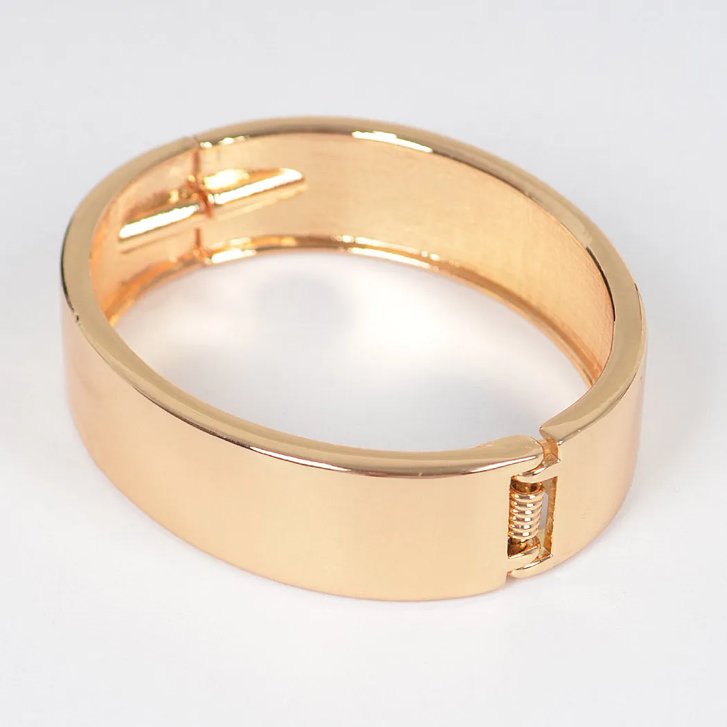 Hinged Metal Bangle - Gold