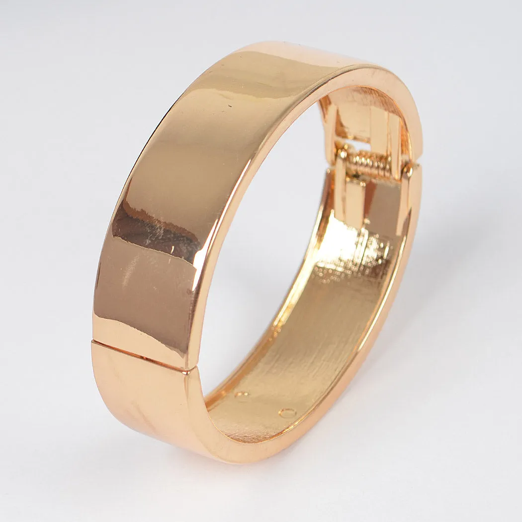 Hinged Metal Bangle - Gold