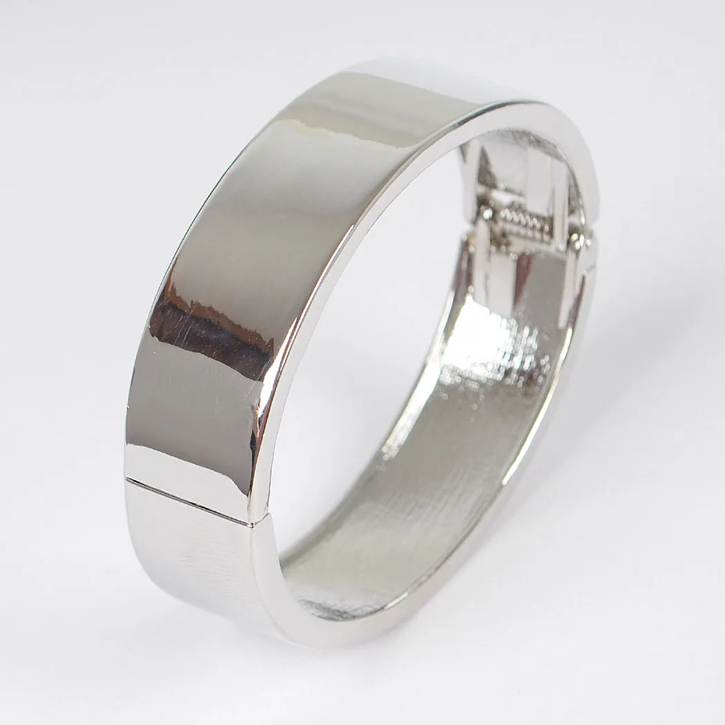 Hinged Metal Bangle - Silver