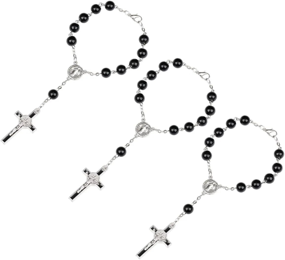Homoyoyo Beaded Hand Chain Christian Bracelet Cross Gold Cross Jesus Rosary Men's Prayer