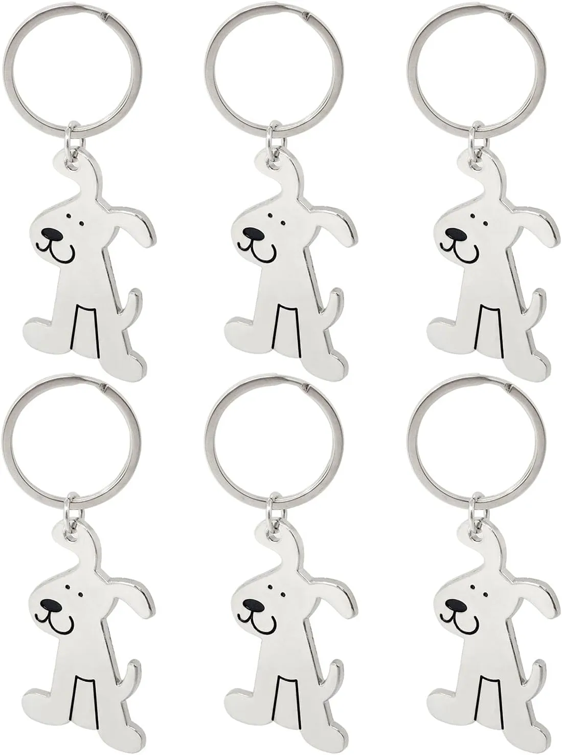 Honbay 6PCS Metal Dog Puppy Keychains Dog Keyfob Car Keyrings Bag Charm Pendant Funny Keychains for Women Men Handbags Purses Belts