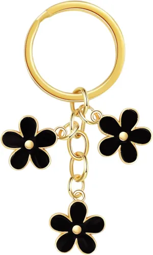 HOSBY 3 Pcs Keychains for Women, Cute Classy Bag Charm Flowers Key Chain Car Key Ring Pendant for Purse Handbag Bags Decor