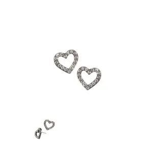 Hot Tomato Heart Frame Crystal Stud Earrings