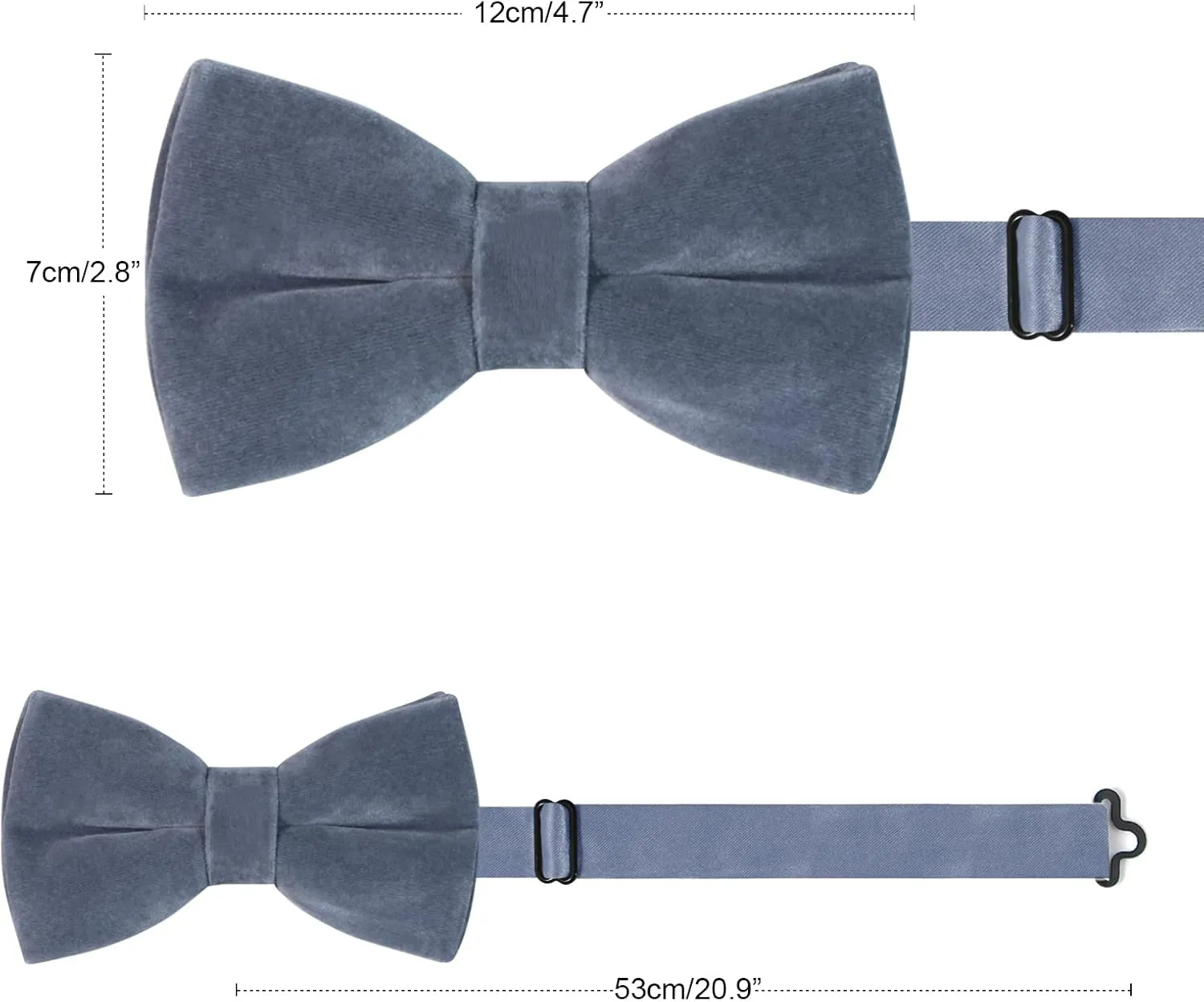HOULIFE Men's Pre-tied Bowties Velvet Solid Color Adjustable Bow Tie and Pocket Square with Cufflinks for Wedding Party