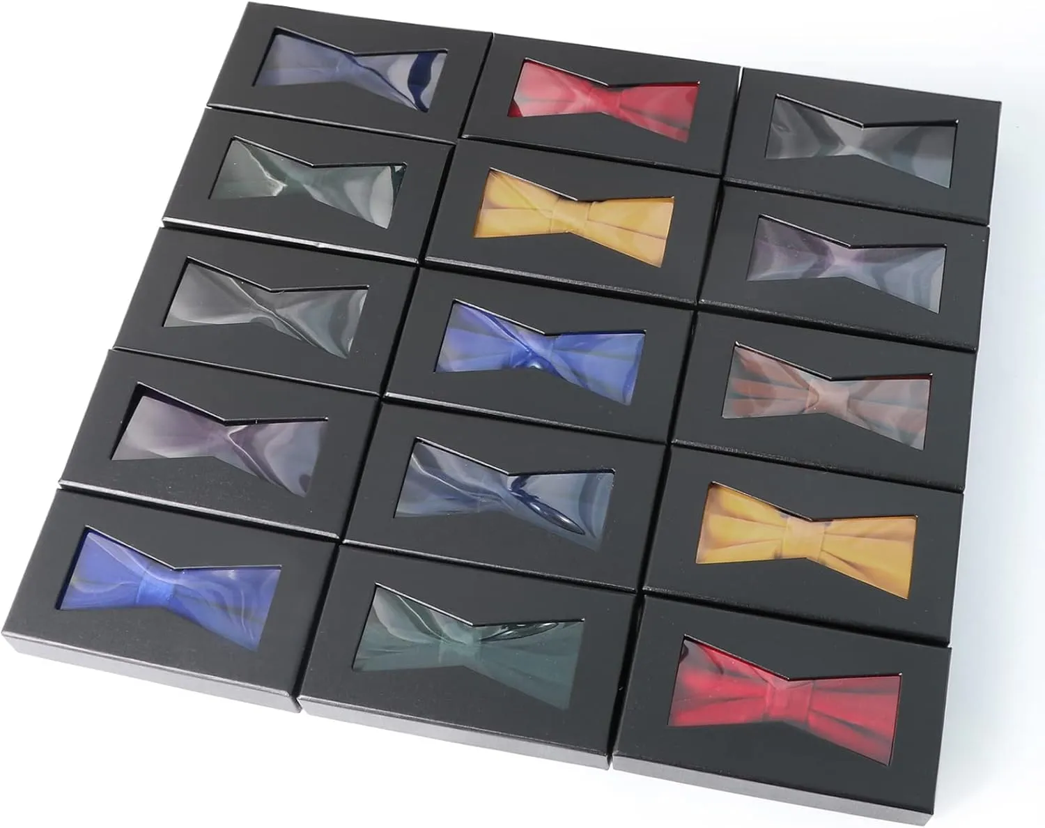 HOULIFE Men's Pre-tied Bowties Velvet Solid Color Adjustable Bow Tie and Pocket Square with Cufflinks for Wedding Party