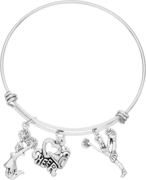 HUTIMY Cheer Bracelet Cheerleading Gifts You Are Braver Than You Believe Bangle Bracelet Cheer Jewelry for Cheerleaders Cheer Coaches Or Team