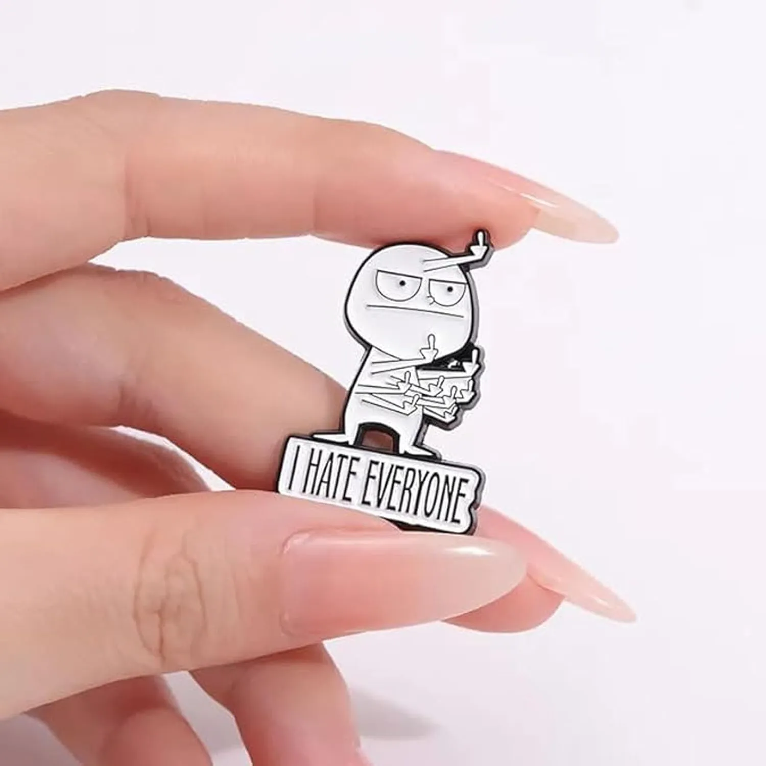 I Hate Everyone Funny Brooch - Interactive Mood Expressing Enamel Pin, White Elephant Gift for Women & Men