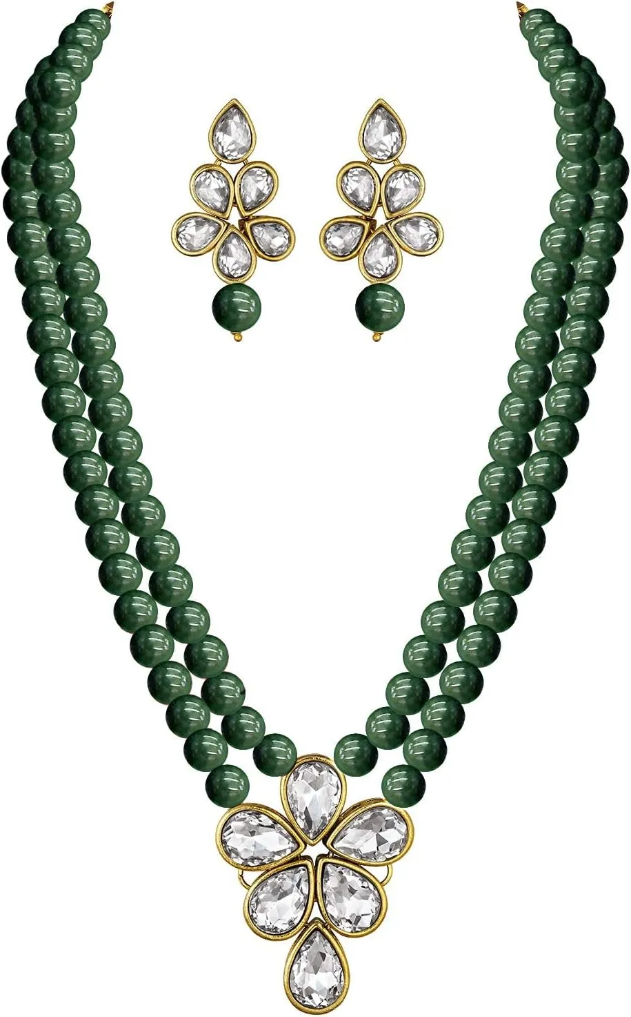 I Jewels Gold Plated Indian Wedding Bollywood Kundan & Pearl Studded Necklace Jewellery Set For Women (ML311)