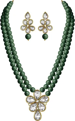I Jewels Gold Plated Indian Wedding Bollywood Kundan & Pearl Studded Necklace Jewellery Set For Women (ML311)
