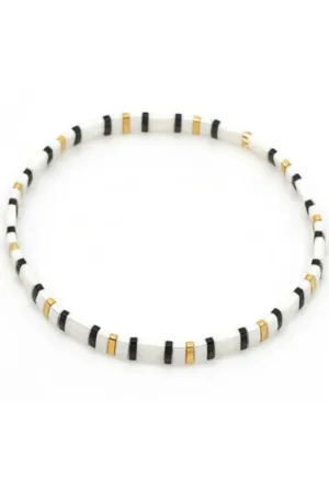 Ibiza Bracelet | Delicate Black & White Stripe