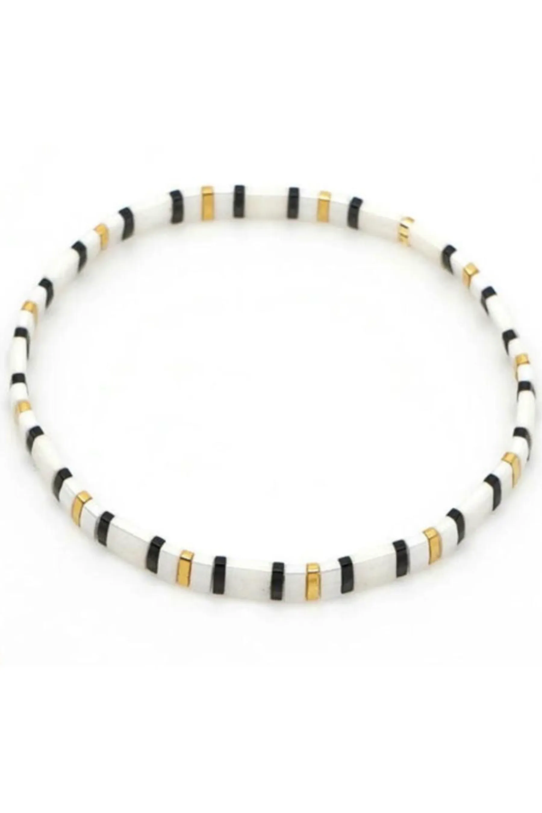 Ibiza Bracelet | Delicate Black & White Stripe