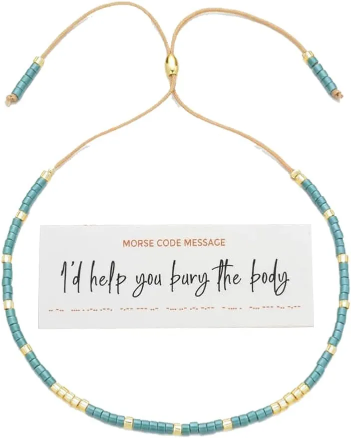 I'd Help You Bury The Body Morse Code Bracelet, Adjustable Inspirational Morse Code Bracelets,Hidden Message Beaded Bracelet,Friendship Bracelet, for Women Gifts