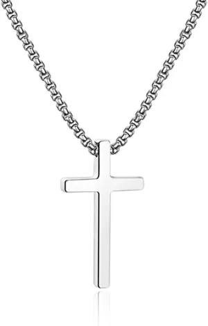 IEFSHINY Gifts for Men Boys - Stainless Steel Cross Pendant Chain Necklaces for Men, Mens 16-30 Inches Chain Gold Silver Black Cross Necklace Jewelry Gifts
