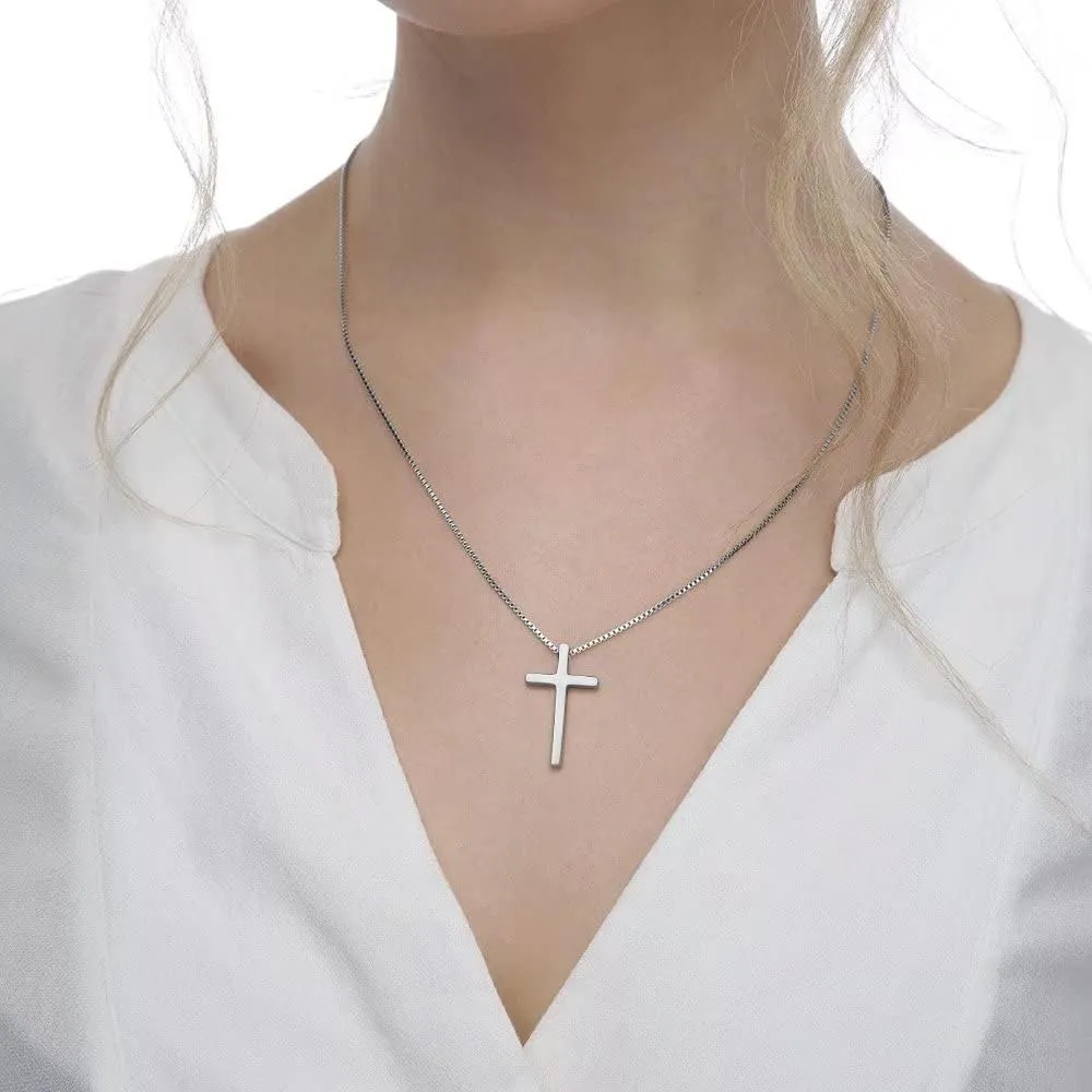 IEFSHINY Gifts for Men Boys - Stainless Steel Cross Pendant Chain Necklaces for Men, Mens 16-30 Inches Chain Gold Silver Black Cross Necklace Jewelry Gifts