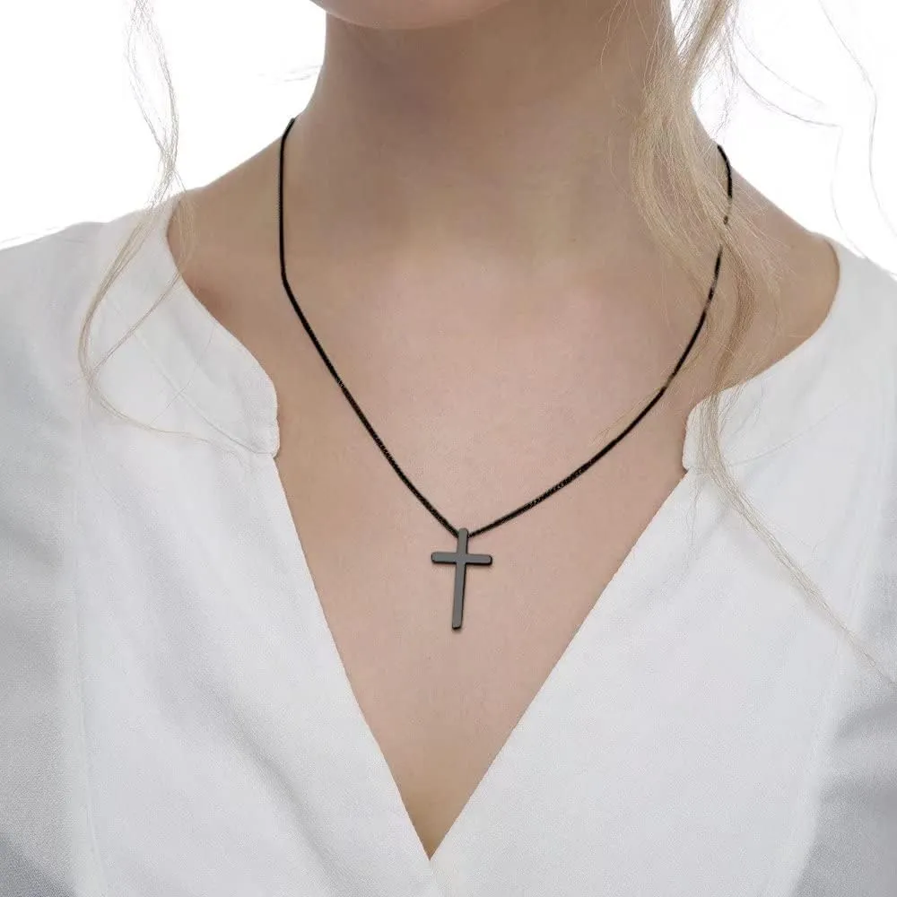 IEFSHINY Gifts for Men Boys - Stainless Steel Cross Pendant Chain Necklaces for Men, Mens 16-30 Inches Chain Gold Silver Black Cross Necklace Jewelry Gifts