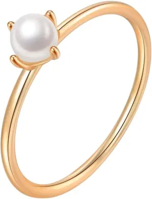 Imitation Pearl Dainty Rings for Women Elegant Style Rose Gold Color Anniversary for Gift Fashion Jewelry