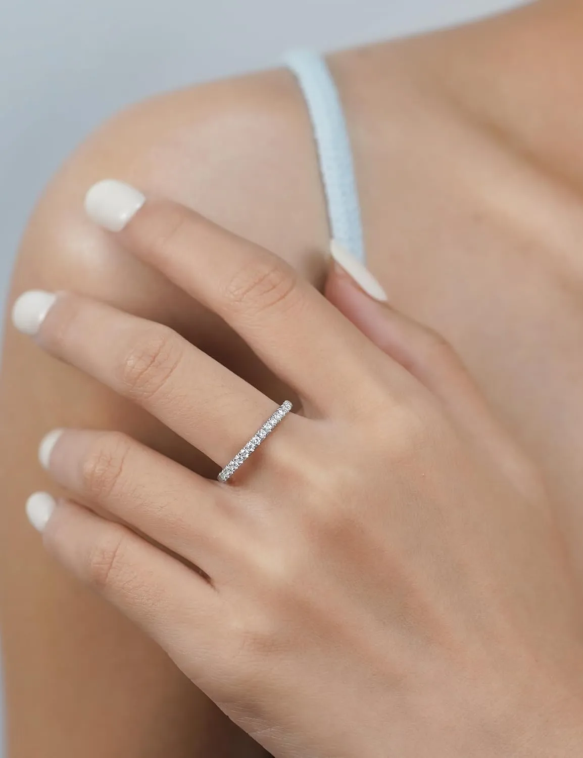 IMOLOE Lab Grown Diamond Wedding Bands, 0.3-0.42 Carat, Eternity Rings in 18K White Gold & Sterling Silver Size 4-11